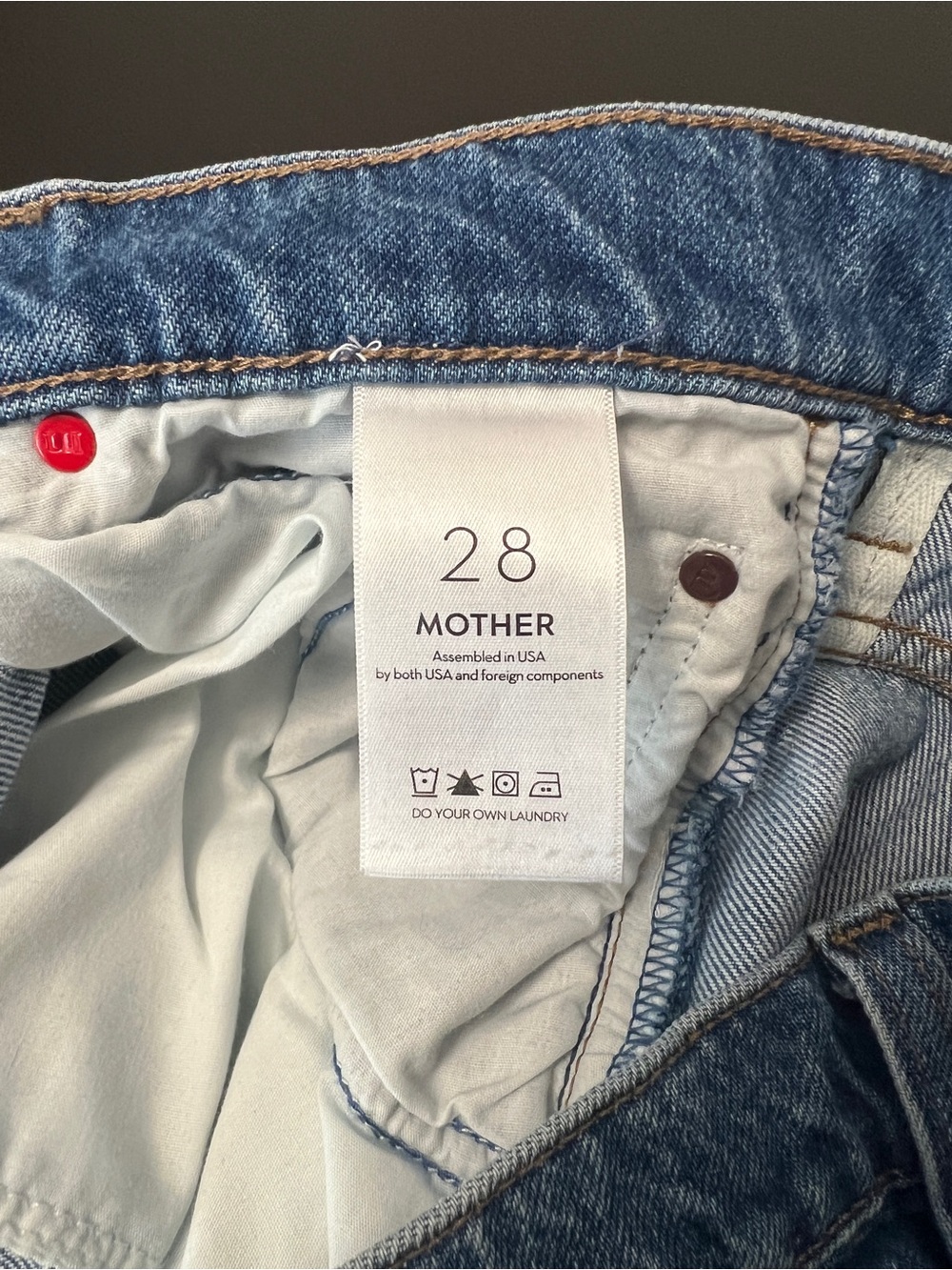 Mother Snacks! Funnel Heel Cuff Jeans Delicious Memories Blue Size 28 Wide Leg - Picture 7 of 15